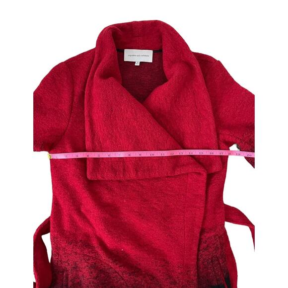 Cupcakes & cashmere 'Brighton' Houndstooth Wrap Coat Wool Belted Size Small Cozy - Picture 10 of 12